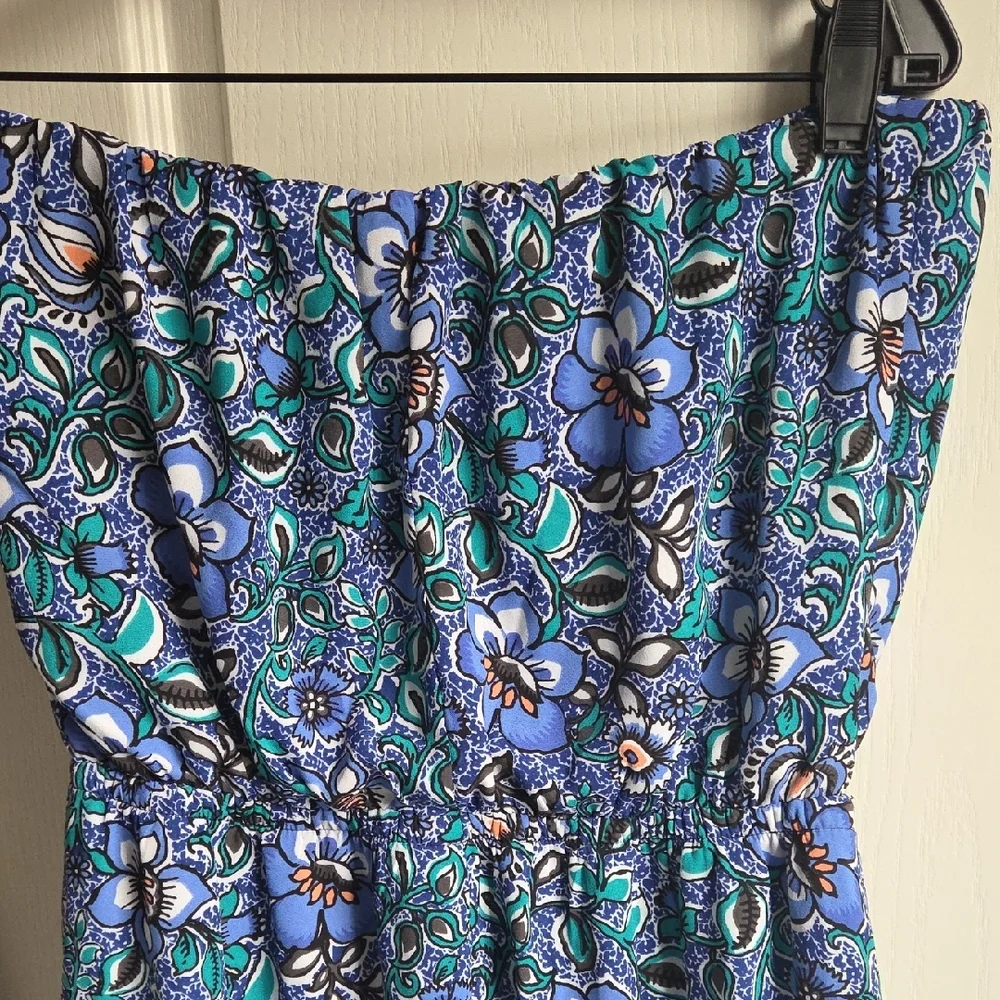 Express Blue Floral Strapless Dress - Picture 5 of 7